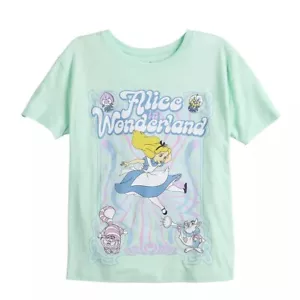 Disney Alice In Wonderland Juniors Tee Crewneck T-Shirt Cheshire Cat Small NWT - Picture 1 of 4