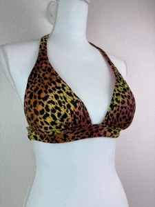 Victoria's Secret women's small animal print halter tie push up bikini swim top - Picture 1 of 5