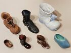 Lot of 7 Boots Shoes Made of Ceramic Wood Glass