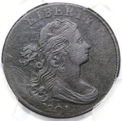 1801 1c S-215 Draped Bust Large Cent PCGS VF Detail Env. Damage EX; Husak - Image 1 of 4