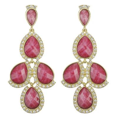 Pendientes lágrima Amrita Singh oro cristal resina fucsia Hamptons ERC 104 NUEVO CON ETIQUETAS Foto 1 de 2