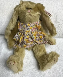 Ty Attic Treasures – Shelby the Bunny Rabbit – Jointed Tan Plush with Pink Dress - Picture 1 of 7