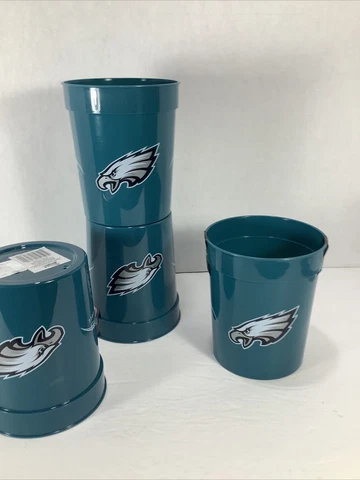 4~NFL Philadelphia Eagles® 24oz  Reusable Plastic Cups~NEW Cover