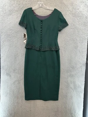 Vestido Donna Morgan Mujer 8 Pequeño Verde Cuentas Iridiscentes Lentejuelas Vaina Midi Nuevo con Etiquetas Foto 1 de 4