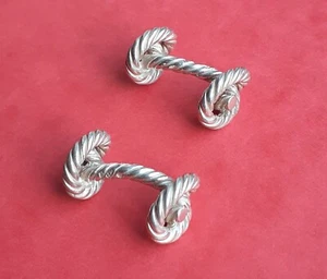 Gemelli vintage in argento 925 Hermès ROPE ARGENTO NAVY NODO - Foto 1 di 6