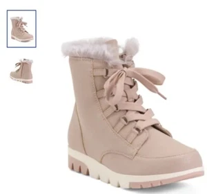 Botas flexibles con ribete de piel sintética brillante MIA para niñas talla 3 color tostado rubor - Imagen 1 de 10