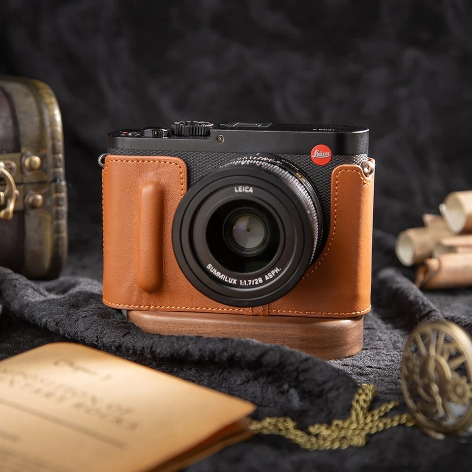Funda bolsa media cámara hecha a mano de cuero real genuino para Leica Q Foto 1 de 1