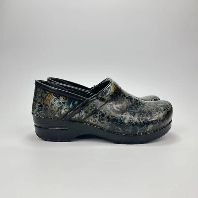 Dansko Floral Paisley Black Multicolor Patent Leather Clogs Women's Size 41 - 11 - Image 1 of 4