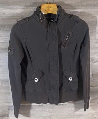 Chaqueta para mujer Hurley cremallera completa sudadera con capucha forrada de lana gris oscuro abotonada talla S” Foto 1 de 4