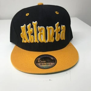 Raw Blue Atlanta Snapback Cap Black Yellow – Embroidered Adjustable Hat - Picture 1 of 5