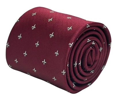 cravatta uomo bordeaux scuro rosso marrone fleur de lis lys design di Frederick Thomas
