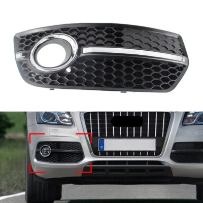 ABS Plastic Front Bumper Grill Fog Light Lamp Covers Trim For Audi Q5 2009-2011 - Image 1 of 4