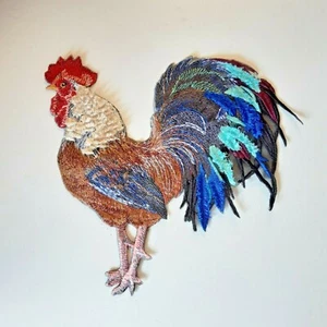 Chicken Bird Large Handmade Embroidered Patch - Picture 1 of 8
