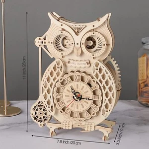 Rompecabezas de Madera 3D DlY Búho Reloj Modelo Kit Montaje Rompecabezas Hecho a Mano Decoración de Habitación - Imagen 1 de 9