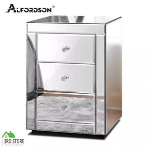 ALFORDSON Bedside Table Mirrored Cabinet Nightstand Side End Table Drawers - Picture 1 of 12