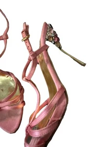 MIU MIU Woman's  Pink Jewel Crystal Crusted Strappy Sandals Heels Sz 36 - Picture 1 of 14