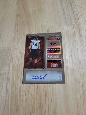 2018 Contenders Draft Picks DAVID WELLS Bowl Ticket /99 #207 Autograph Rookie RC - Image 1 of 4