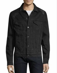 $505 IRO Paris Made In Italy Tanet Distressed Denim Trucker Jacket Black M - Picture 1 of 10