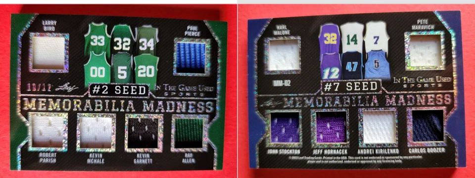 CARTÃO DE CAMISA LARRY BIRD KEVIN MCHALE PETE MARAVICH GARNETT MALONE STOCKTON #10/12 - Imagem 1 de 4