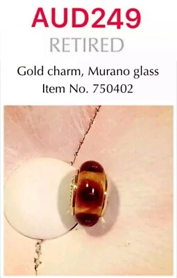 Dije de cuentas de cristal de Murano marrón oro 14K Pandora.  "Brown Mystic" 750402 Foto 1 de 4