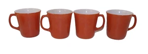 Set 4 Vintage Pyrex Corning Burnt Orange Milk Glass Coffee Cups - Picture 1 of 3