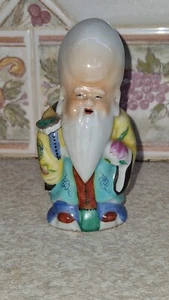 VINTAGE CHINESISCHE FAMILIENFIGUR VON SHOU LAO STEHEND MIT BEDRUCKTER SIGNATUR - Bild 1 von 7