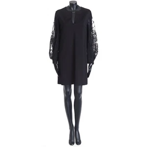 GIVENCHY 1990$ Little Black Mini Dress - Floral Lace Sleeve - Picture 1 of 12