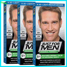 3 x just for men original hair color light medium brown all categories shampoo