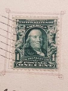 1 CENT BEN FRANKLIN STAMP POSTCARD 1906 CANCELLED - Picture 1 of 3