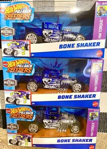 Lot Of 3 New Hot Wheels Pull Back Speeders Bone Shaker Blue - Picture 1 of 1