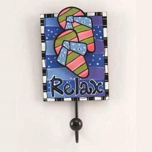 Relax Flip Flops Painted Wood Hook 10871 - Image 1 of 1
