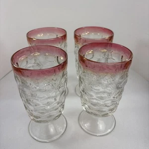 Indiana Glass Ruby Red Flash Colony Whitehall Footed Glasses 5" Juice Cocktail 4 - Picture 1 of 4
