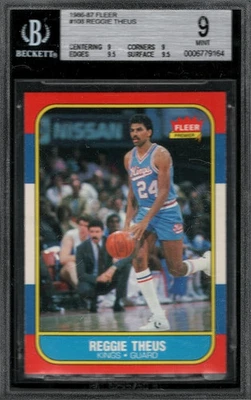 Baloncesto Fleer 1986 Reggie Theus #108 BGS 9 (,5 lejos de 9,5) Foto 1 de 2