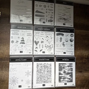 STAMPIN UP! Lot of 9 Stamping Sets - 92 Stamps- Cake Fancy, Beary Cute & More! - Picture 1 of 9