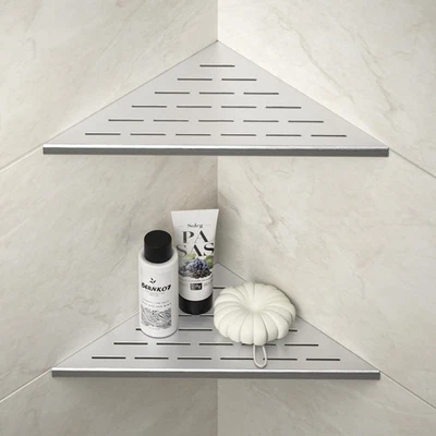 Estante de Ducha Esquinero, 12" Cepillado 304 Acero Inoxidable Ranura Diseño Empotrado Cor... Foto 1 de 4