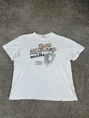 Camisa Bob Marley & The Wailers Para Hombre Grande Blanca Gráfico de Concierto Camiseta Doble Cara Foto 1 de 4