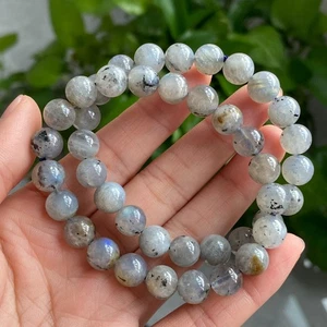 9mm 2pcs Natural Labradorite Rainbow Blue Yellow Light  Beads Bracelet - Picture 1 of 7
