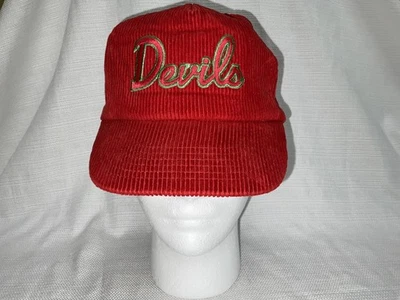 Редкая винтажная вельветовая кепка Devils красная шляпа бейсболка с вышивкой - Изображение 1 из 4