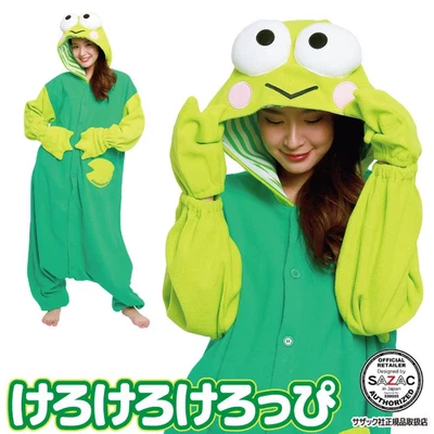 Fantasia de Halloween SAZAC Sanrio Kerokero Keroppi lã kigurumi tamanho livre unissex - Imagem 1 de 4