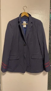 Stylischer blauer Blazer mit roten Streifendetails - Bild 1 von 10