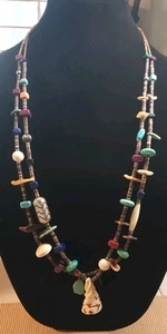 Collar De Colección Southwest Múltiples Piedras Coral Concha Vidrio Heishi Cuentas 32" - Imagen 1 de 5