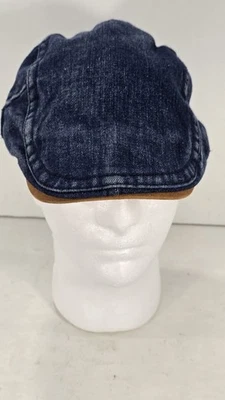 KB Ethos Newsboy Gatsby Denim Leather Adjustable Cap - Image 1 of 4