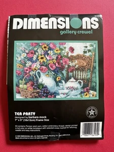 #6195 DIMENSIONS 1995 BARBARA MOCK "TEA PARTY" FLORAL GALLERY CREWEL KIT NEW - Picture 1 of 2