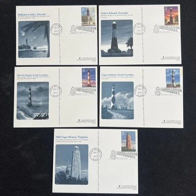 UX395-399 Southeastern Lighthouses (Set of 5) FDC Postcard 2003 Tybee Island GA - Image 1 of 2