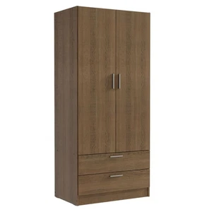 Madesa 2 Door 2 Drawer Wardrobe with Hanging Space 31"L - Rustic - Picture 1 of 9