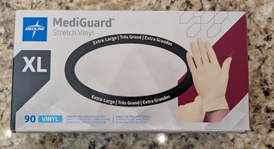 Guantes desechables de vinilo elástico Medline MediGuard talla XL 90 unidades Foto 1 de 4