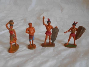 Vintage Plastic figures F.Clairet African series 101 102 103 104 french 1960s - Picture 1 of 5