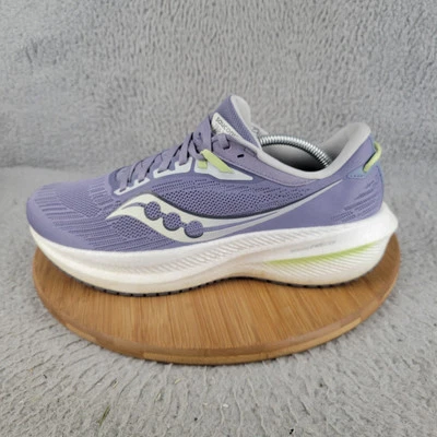 Saucony 女式 11.5 码 Triumph 21 跑步鞋 Iris/ Fern 紫色运动鞋  — 第 1/4 张图片