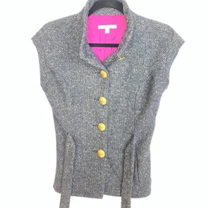 CAbi Wool Blend Button Up Vest with Belt Grey XS - Picture 1 of 7