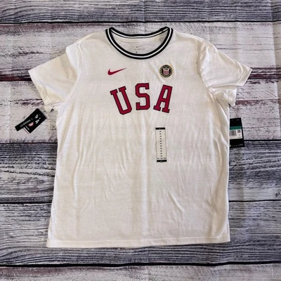 Nike команды США футболка женщин XL белый ретро герб логотип кольцо шеи с Ярлыками $30  - Изображение 1 из 4
